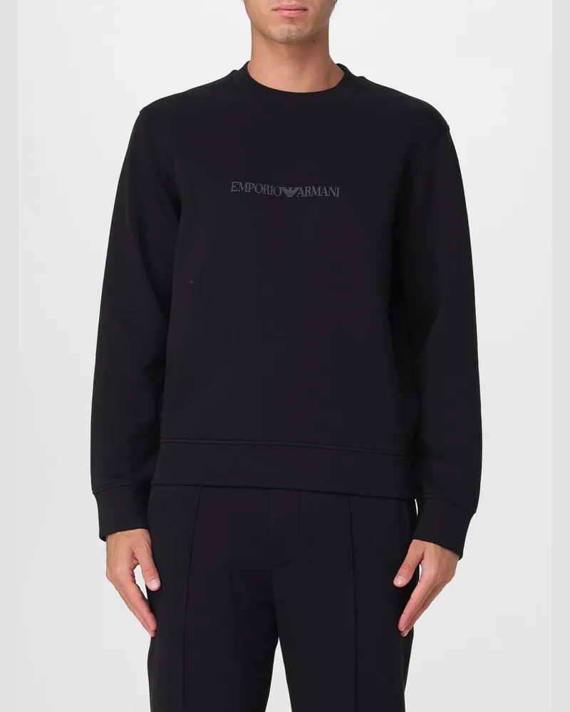 Emporio Armani Rundhalspullover mit Logo Schwarz