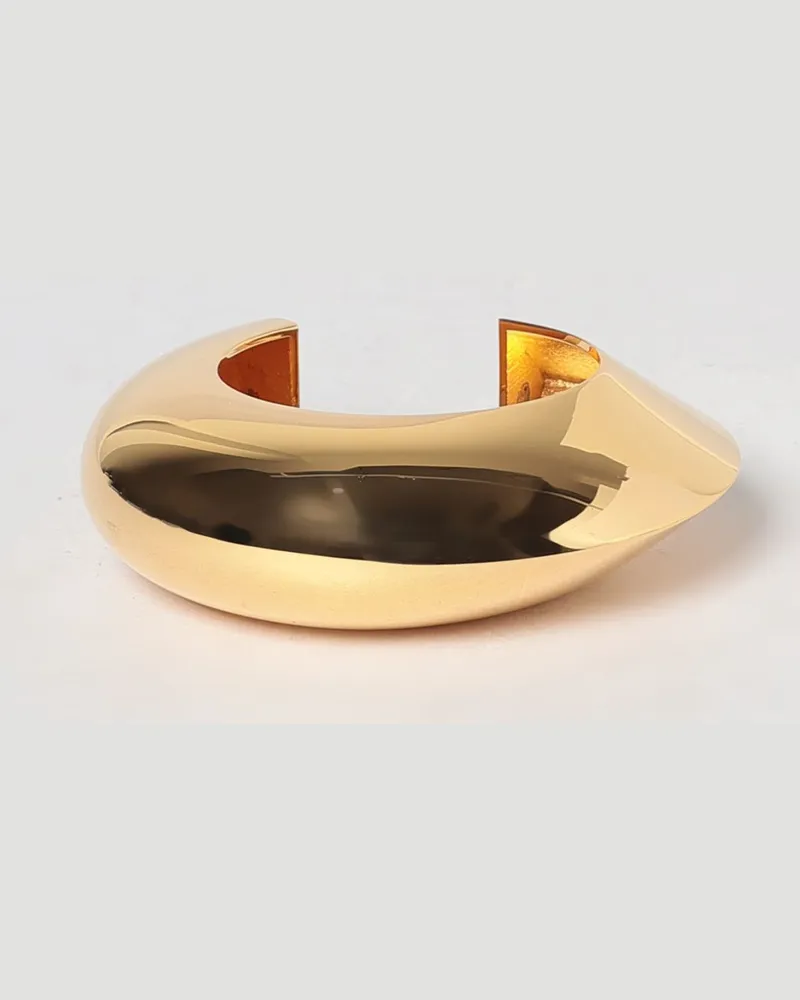 Alaïa Edge Armreif aus verchromtem Messing mit graviertem Logo Gold