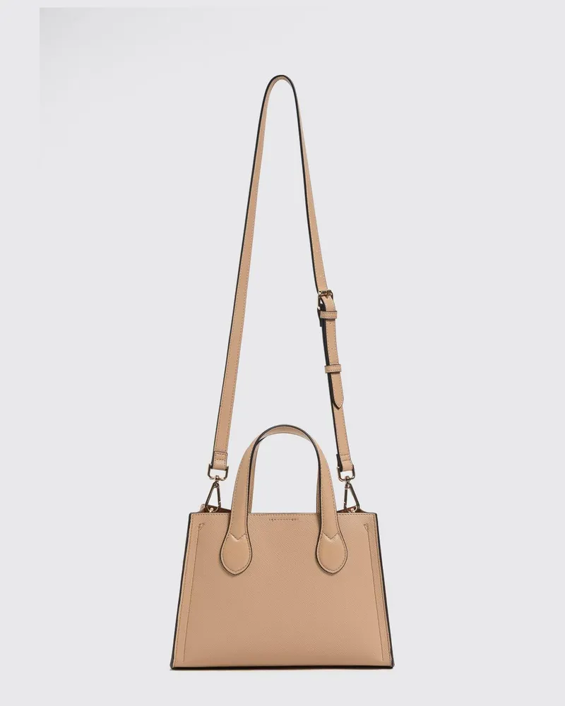 Twin-Set Handtasche aus genarbtem Kunstleder mit abnehmbarem Schultergurt Beige