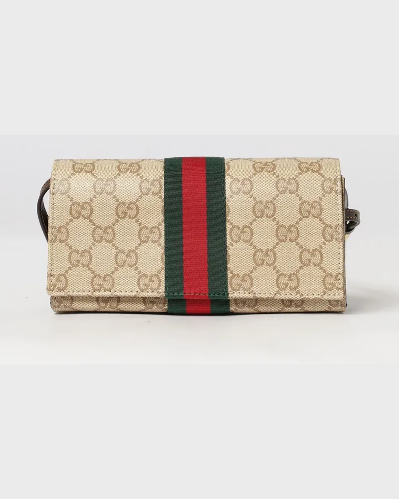 Gucci Mini-Henkeltasche aus GG-Canvas mit Webstreifen Beige