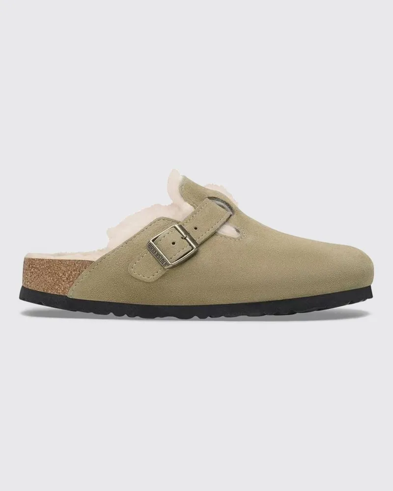 Birkenstock Boston Wildleder-Mules von mit Shearling-Futter Natural
