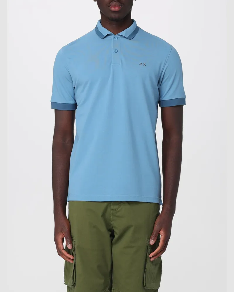 Sun68 Polohemd aus Baumwolle mit Logo Hellblau