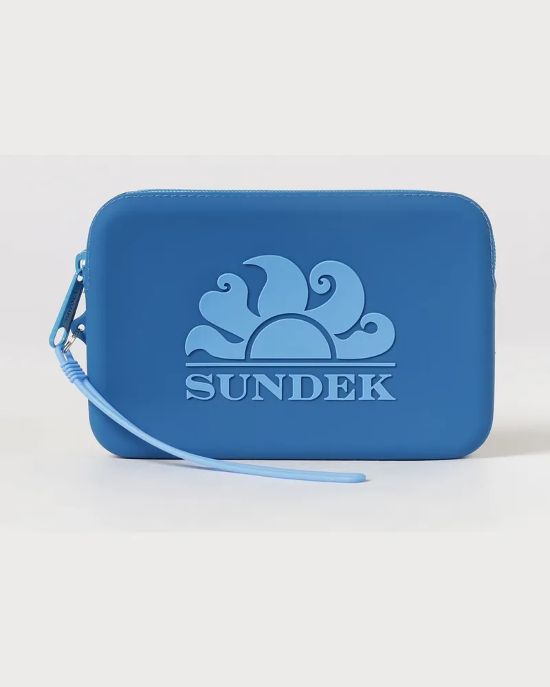 Sundek Clutch-Tasche für Jungen aus Gummi mit Logo und Handgelenkschlaufe Royal