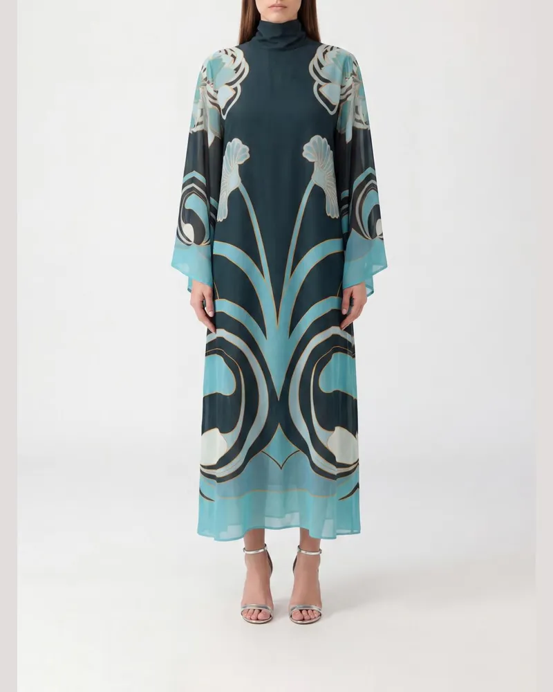 La DoubleJ Langes Kleid aus bedruckter Seide Grün