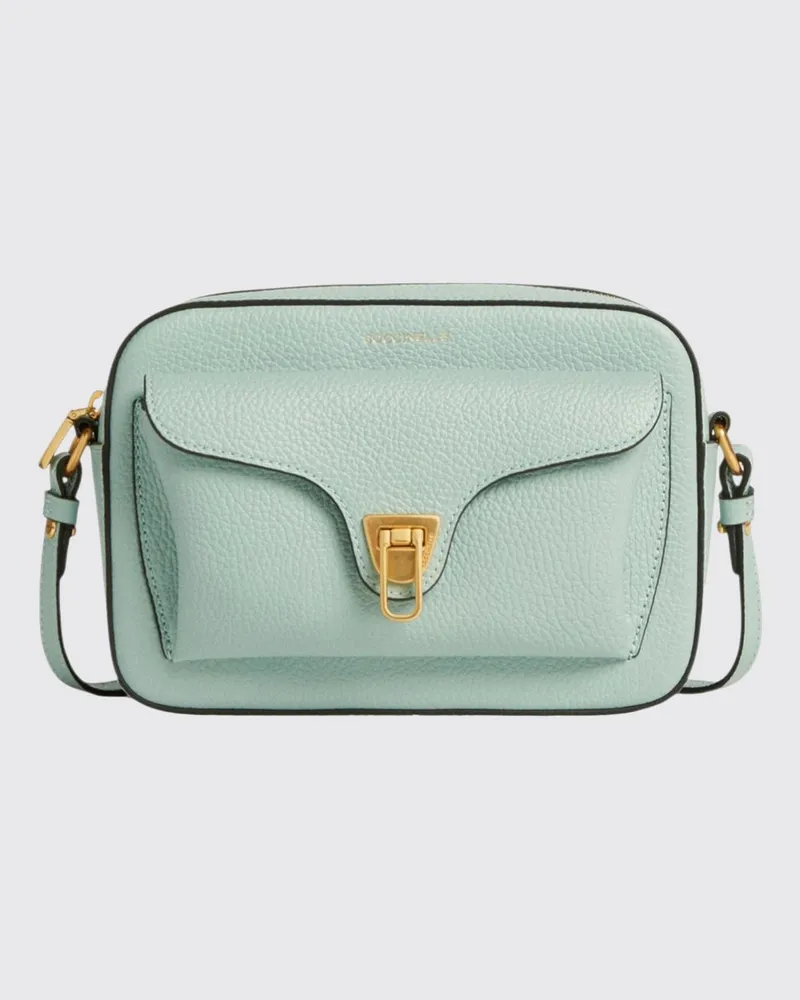 Coccinelle Beat Mini Tasche aus genarbtem Leder Hellblau