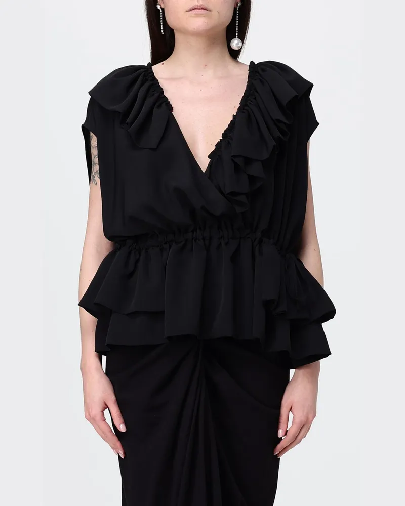 Dries van Noten Ramie-Bluse Schwarz