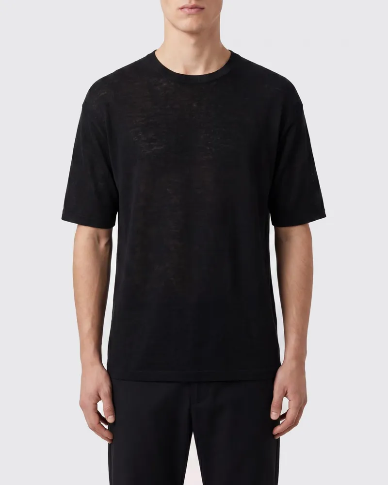 Roberto Collina Leinen-T-Shirt Schwarz