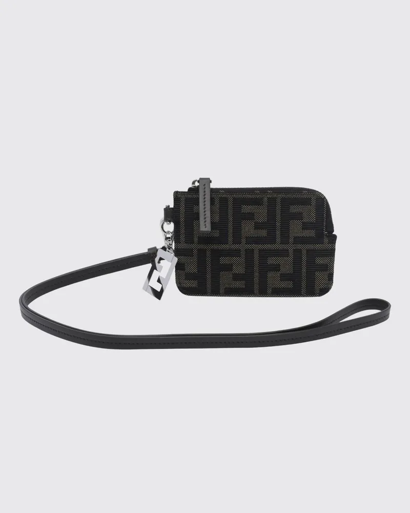 Fendi Kartenetui aus FF-Jacquard-Stoff mit abnehmbarem Riemen Braun
