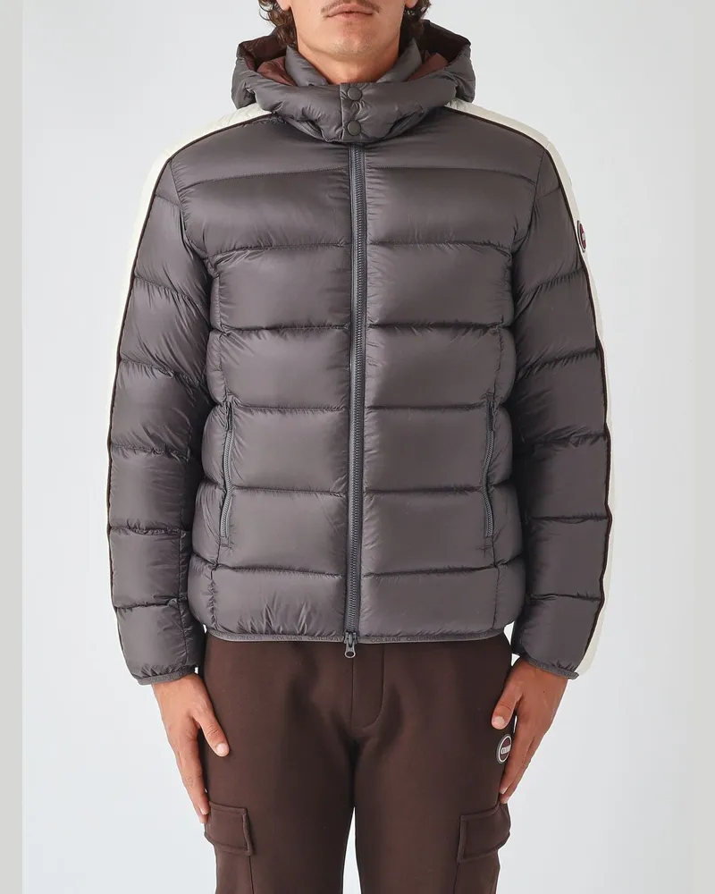 Colmar Wasserabweisende Stepp-Daunenjacke aus Nylon mit Kapuze und Logo Charcoal