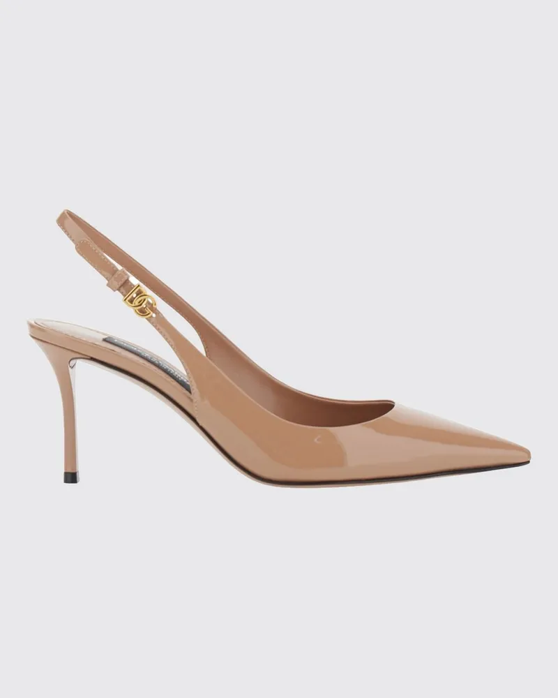 Dolce & Gabbana DOLCE  GABBANA Slingback-Pumps Dolce & Gabbana aus Lackleder mit DG-Logo Beige