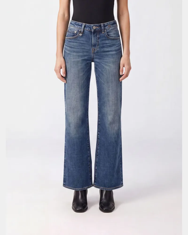 R13 Effie High-Waist Jeans mit geradem Bein aus Baumwolldenim Blau