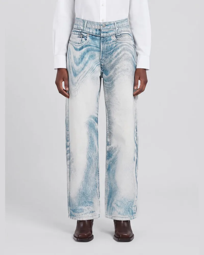Camper Weit geschnittene High-Waist-Jeans aus Baumwolldenim mit optischem Print Bunt