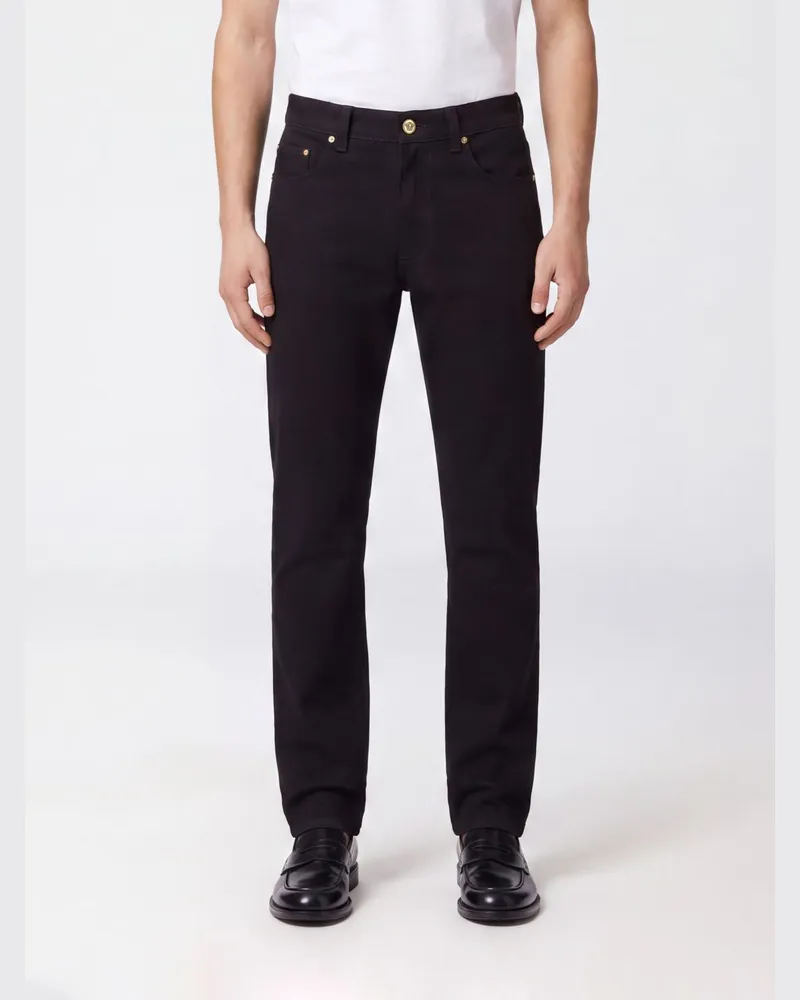 Versace Skinny-Fit-Jeans aus Stretch-Denim mit Medusa-Logo hinten Schwarz