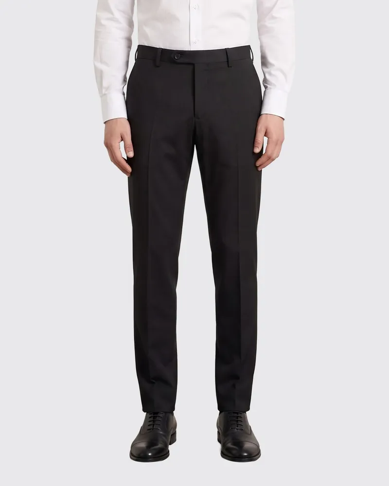 Incotex Slim Fit Anzughose aus reiner Schurwolle Schwarz