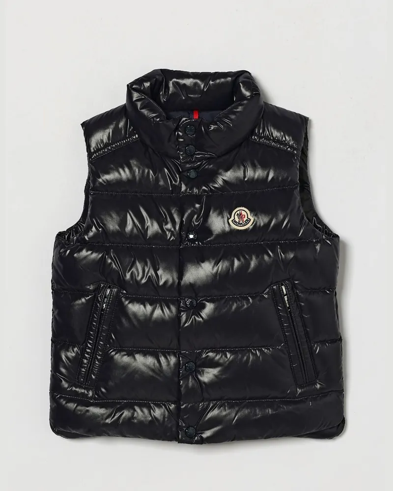 Moncler Gesteppte Daunenweste für Jungen aus Nylon mit Knöpfen Navy