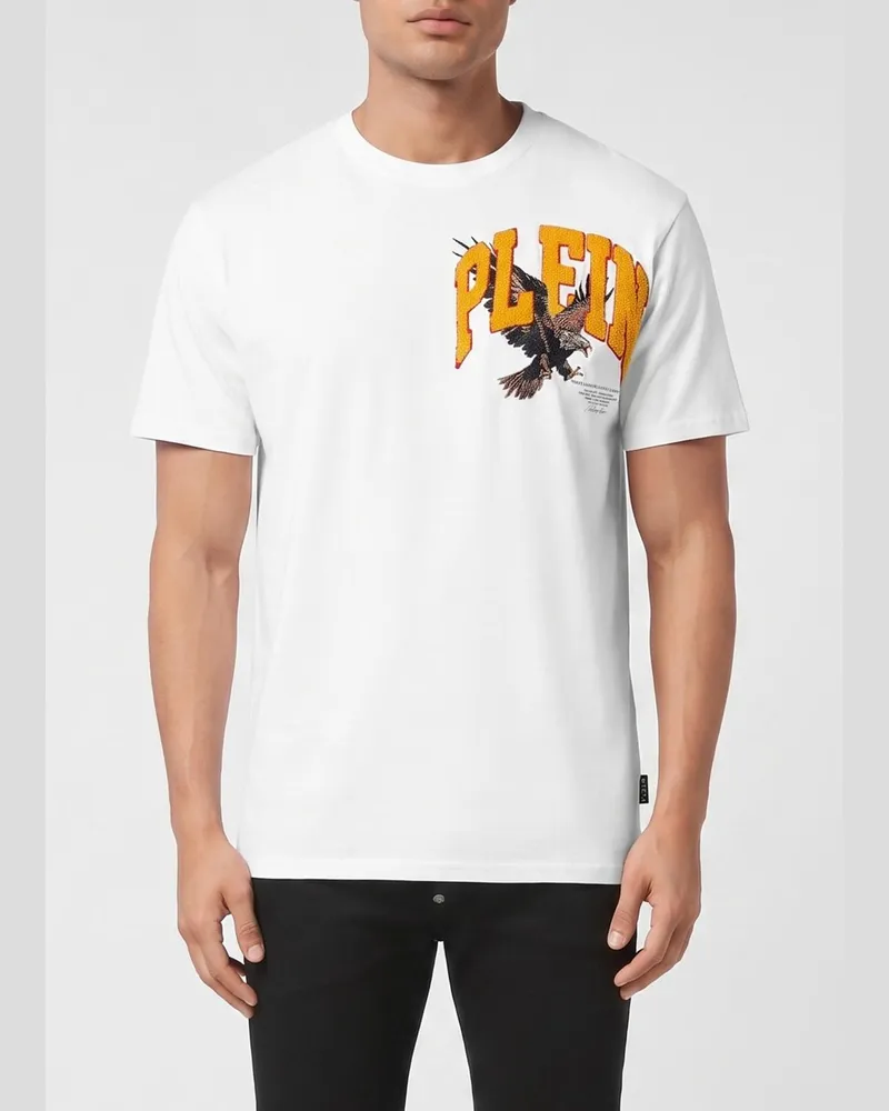 Philipp Plein Baumwoll-T-Shirt mit gesticktem Logo Weiß
