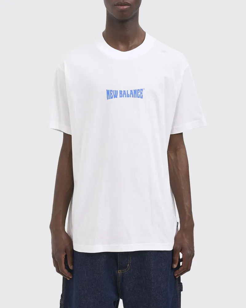 New Balance Baumwoll-T-Shirt in Relaxed Fit mit kontrastierendem Logo-Print Weiß
