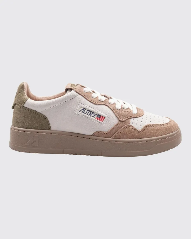 AUTRY Medalist Low Sneaker aus glattem Kalbsleder mit perforierter Spitze Ocker