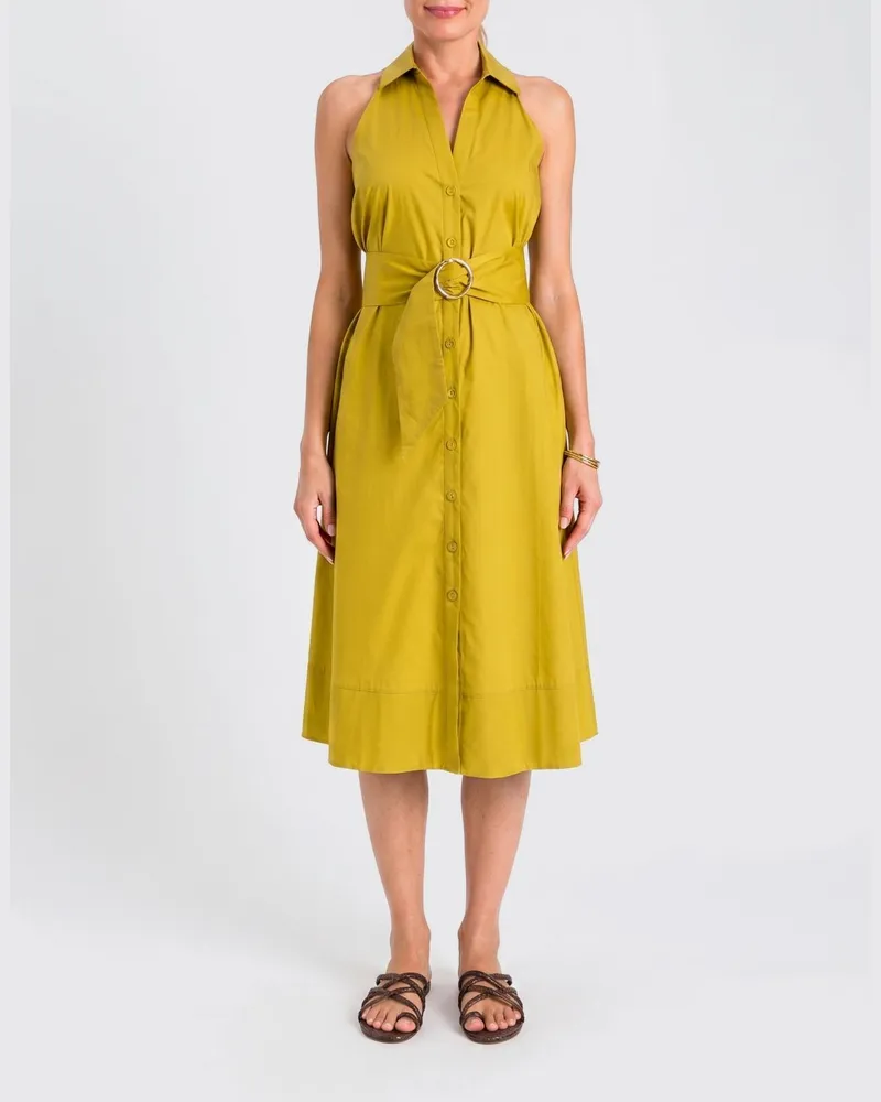 Twin-Set Chemisier-Kleid aus Stretch-Baumwolle Grün
