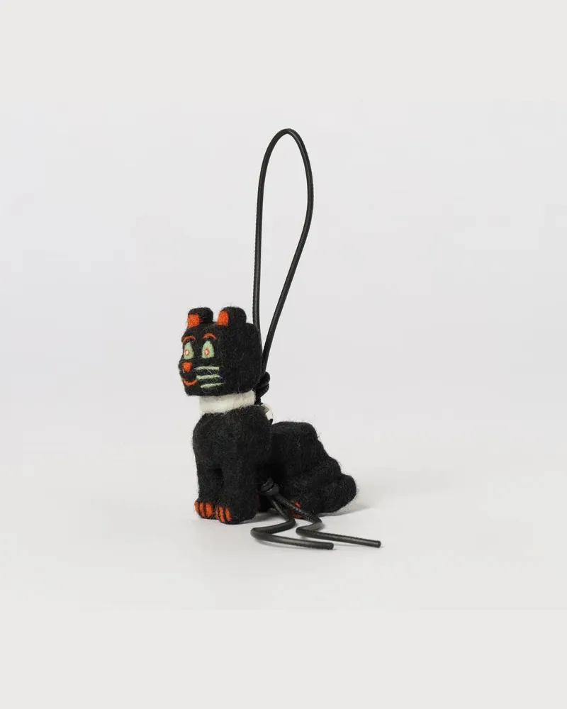 Loewe Tierförmiger Schlüsselanhänger Futurist Cat aus Wollfilz Schwarz