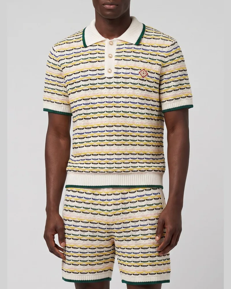 Casablanca Paris Mehrfarbiges Baumwollstrick-Polo Rot