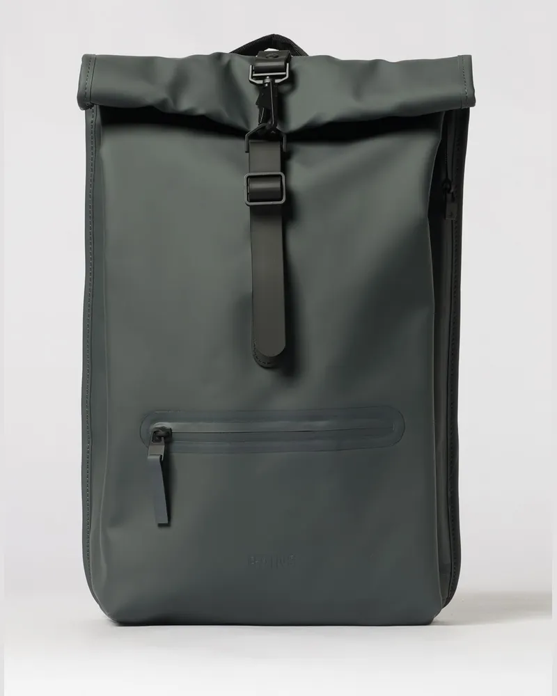 RAINS Rolltop Rucksack aus wasserdichtem PU Charcoal