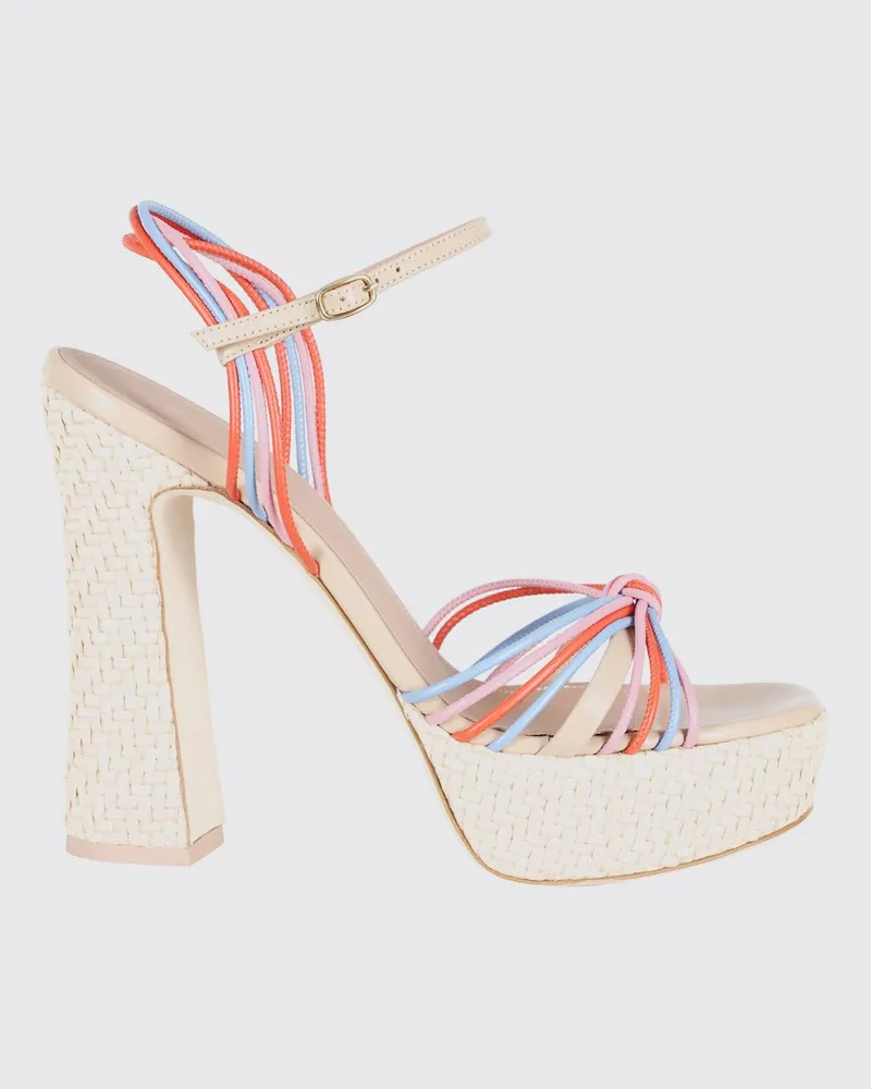 Malone Souliers Lucille Plateau-Sandalen aus Nappaleder mit bunten Streifen Gelb