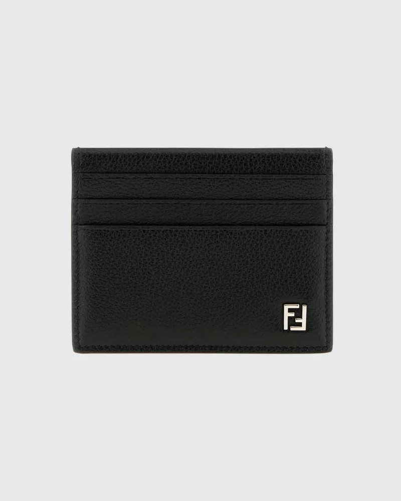 Fendi Kartenetui aus genarbtem Leder mit FF-Monogramm Schwarz