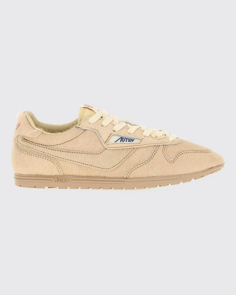 AUTRY Windspin Low-Top-Sneaker aus Leder in Ponyfell-Optik Ivory