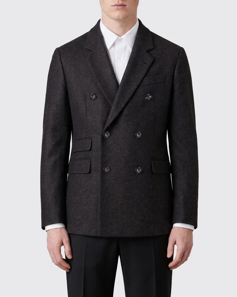 Emporio Armani Zweireihiger Kurzmantel aus Wollmischung Braun