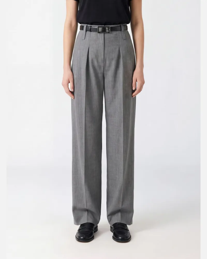 Elisabetta Franchi Palazzo-Hose aus reiner Schurwolle mit hoher Taille Grau