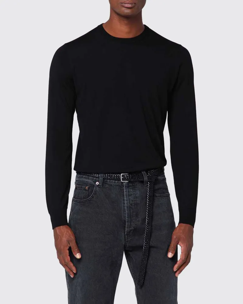 Drumohr  Langärmliger Pullover mit Rundhalsausschnitt und gerippten Bündchen Schwarz
