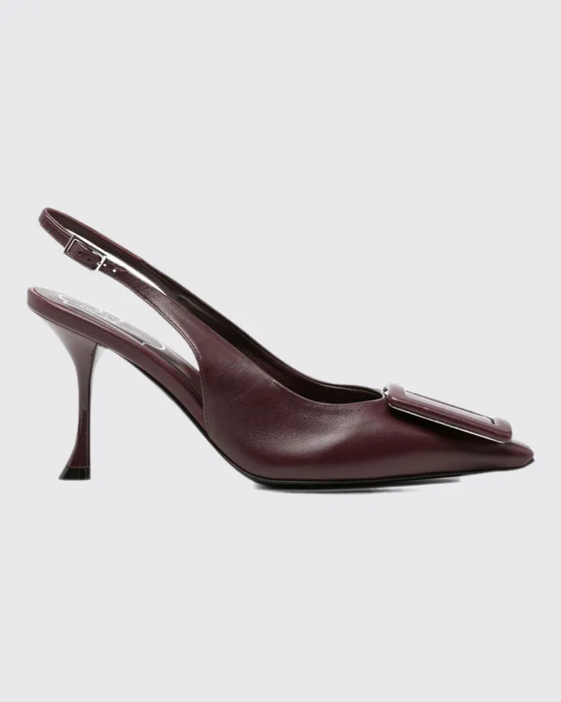Roger Vivier Viv' In The City Slingbacks aus Nappaleder mit Stiletto-Absatz und Plakette Burgunderrot