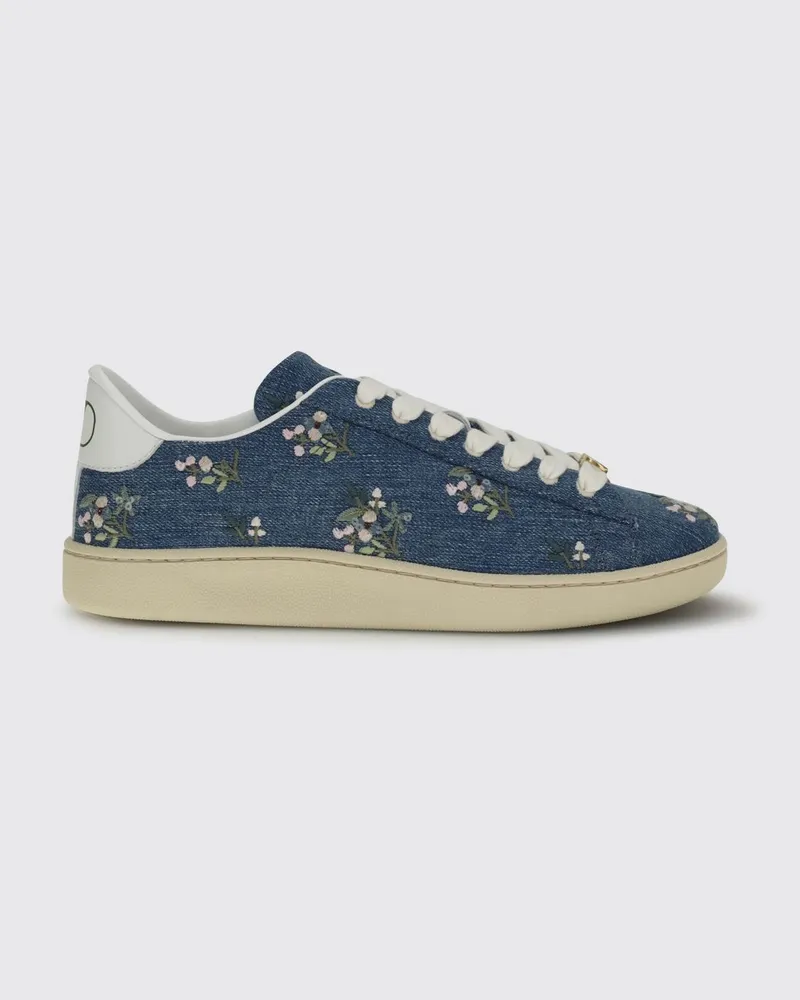 Valentino Garavani Royco Sneakers aus Baumwolldenim mit Blumenstickereien Denim