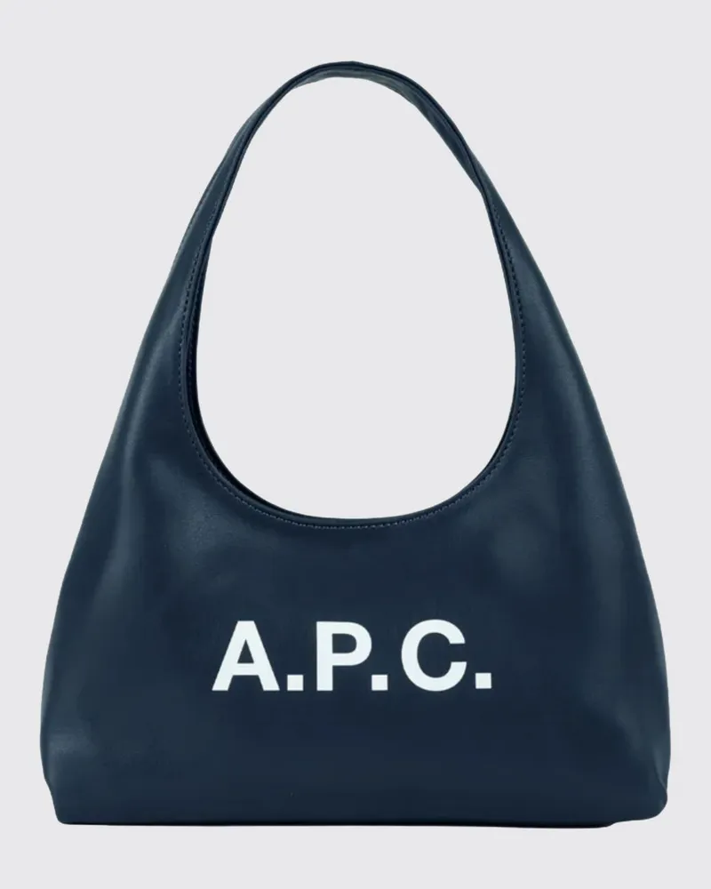 A.P.C. Ausgestellte Ninon Schultertasche aus Kunstleder mit Logo-Print Blau