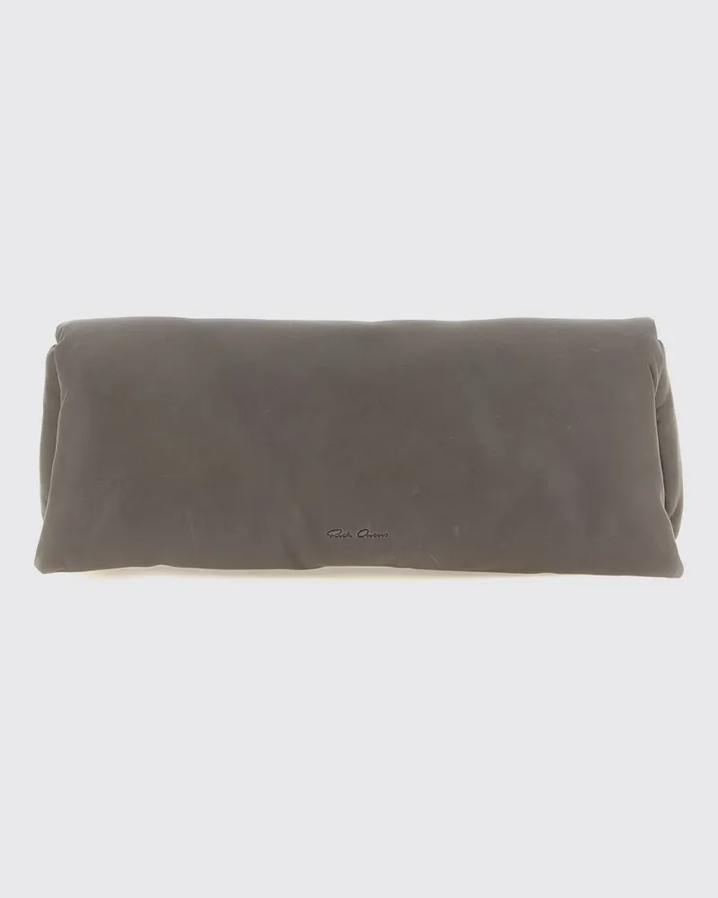 Rick Owens Rechteckige Clutch aus glattem Kalbsleder mit Umschlagklappe Grau