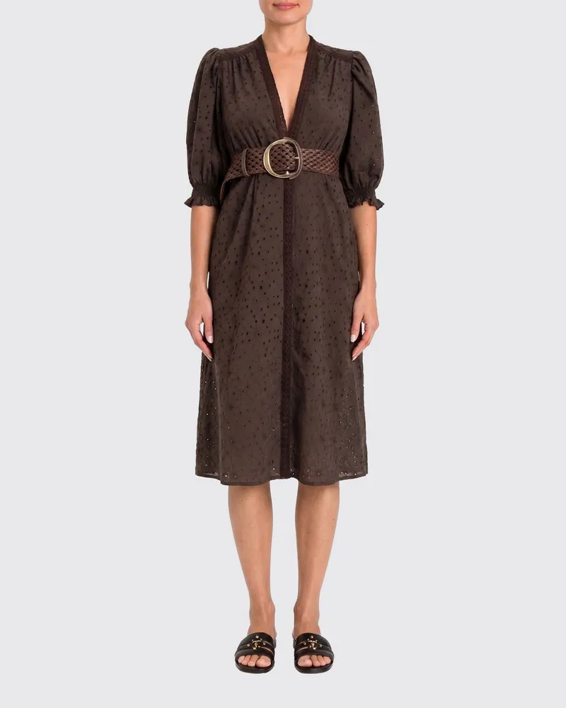 Twin-Set Sangallo-Midikleid Kaffee