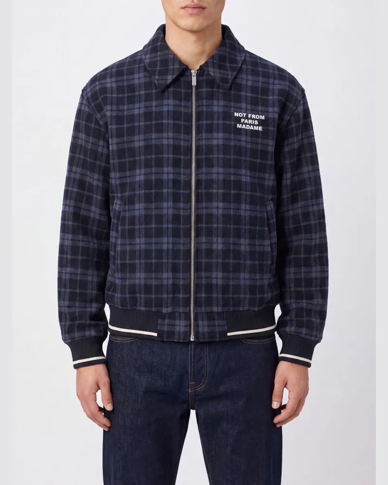 Drôle de Monsieur Hemdjacke aus Wollmischung mit Tartanmuster Blau