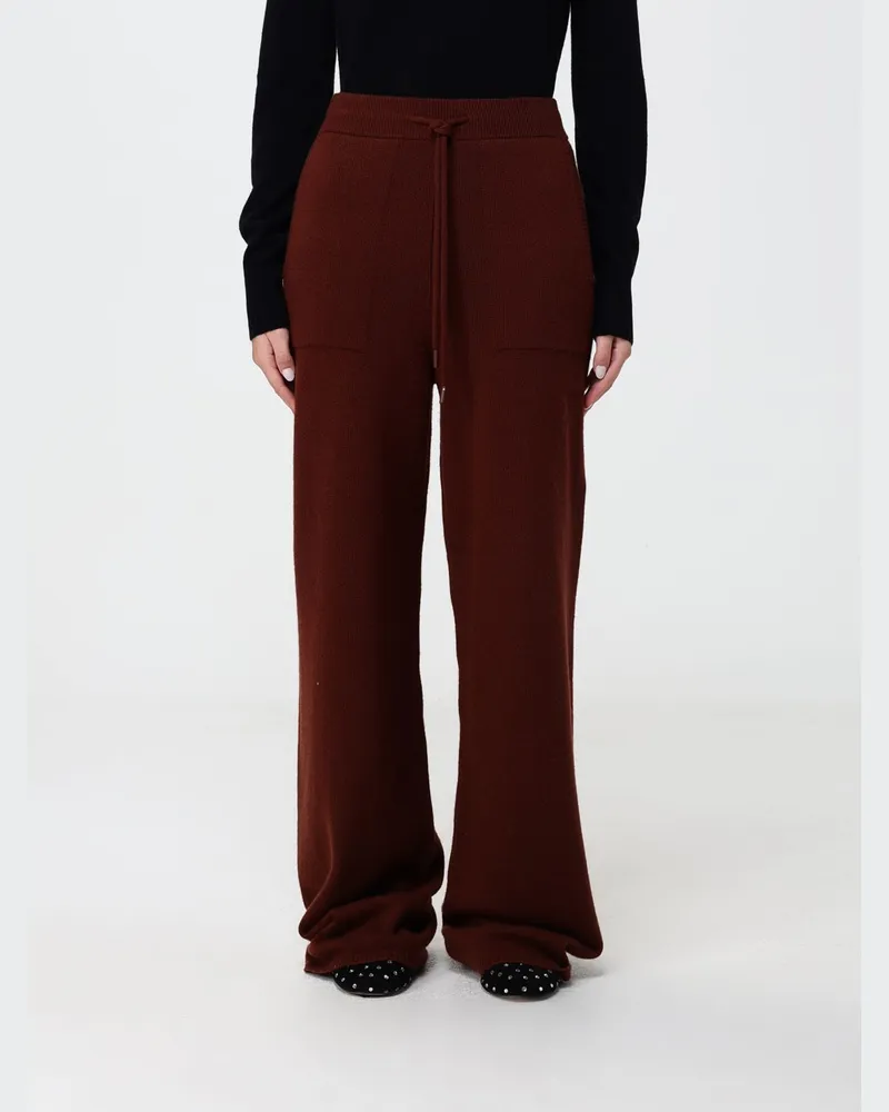 Max Mara Hoch taillierte Wide-Leg-Strickhose aus reinem Kaschmir Braun