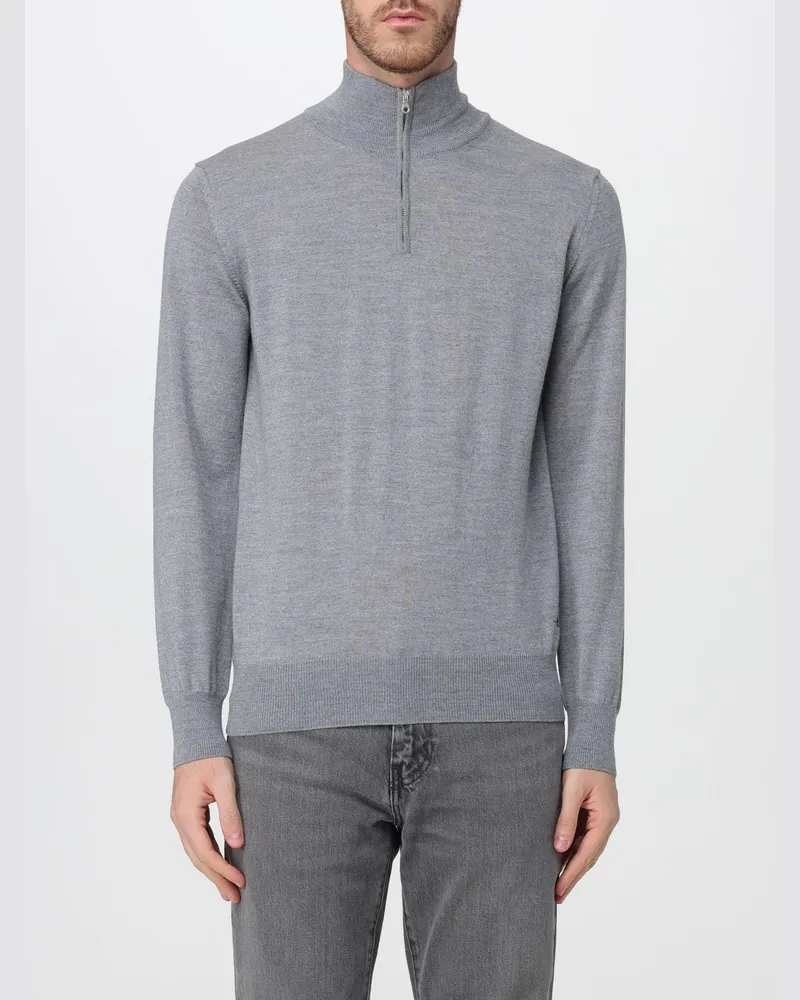 Brooksfield Woll-Rollkragenpullover mit halbem Reißverschluss und hohem Kragen Grau