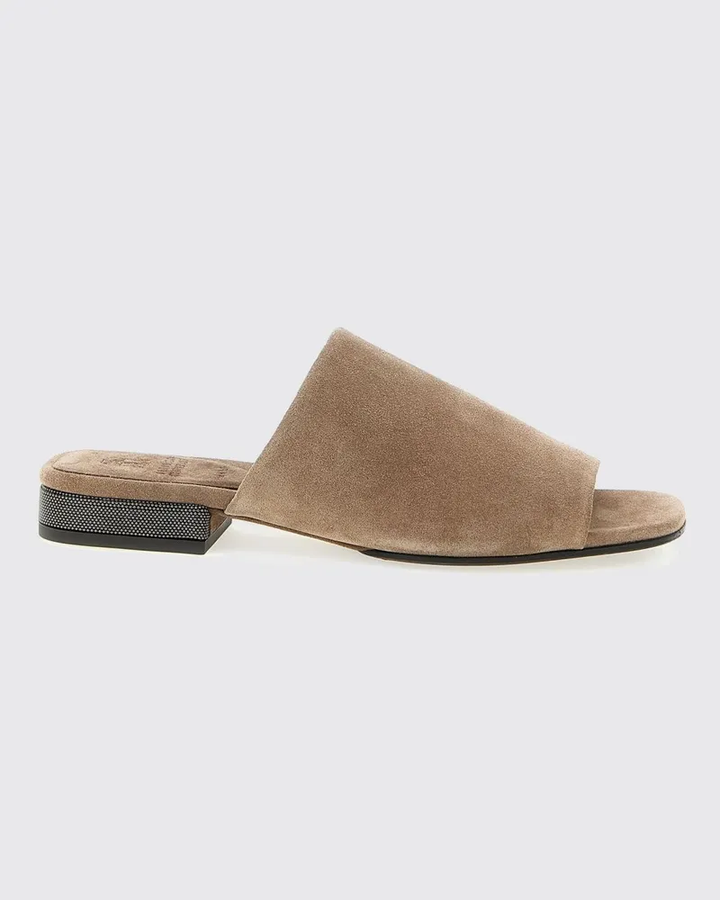 Brunello Cucinelli Flache sandalen damen Braun