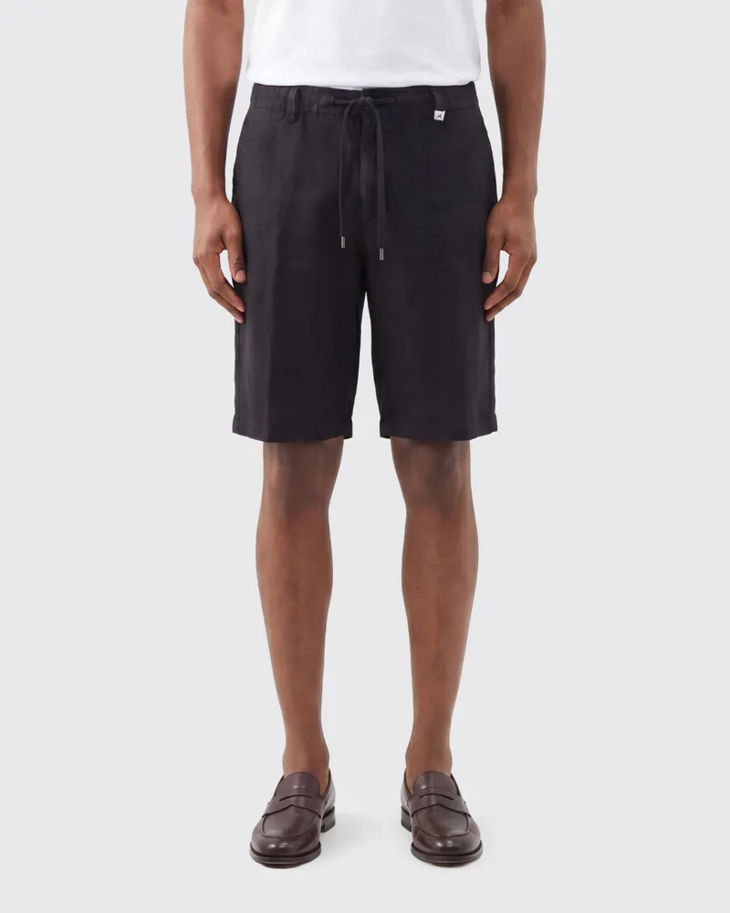 MYTHS Leinen-Shorts mit Kordelzug Schwarz
