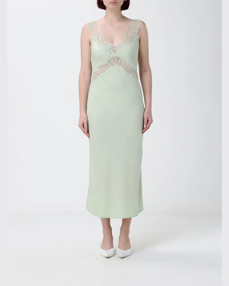 Pinko Midikleid im Slip-Stil aus Viskose mit Spitzeneinsätzen Grün