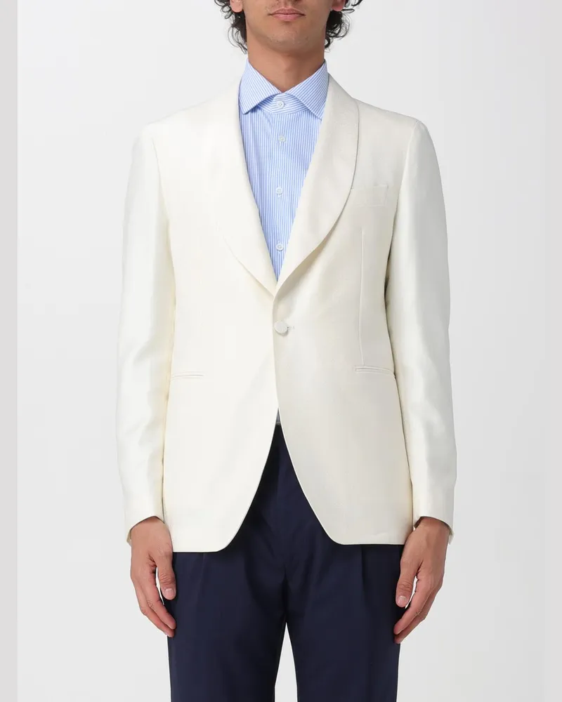 Tagliatore Einreihiger Blazer aus Schurwolle Weiß