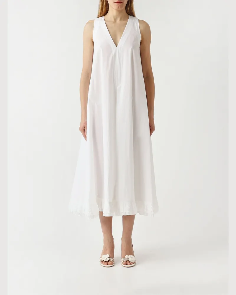 MEIMEIJ Midi-Kleid aus Baumwollpopeline Weiß
