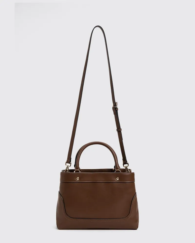 Twin-Set Mini-Handtasche aus Kunstleder mit doppeltem Henkel und Schultergurt Kaffee