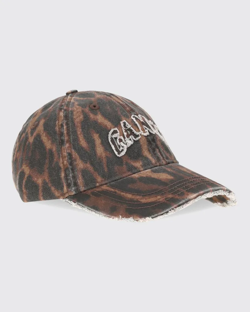 Ganni Baseballkappe aus Bio-Baumwolle mit Animal-Print und Logo Savannah