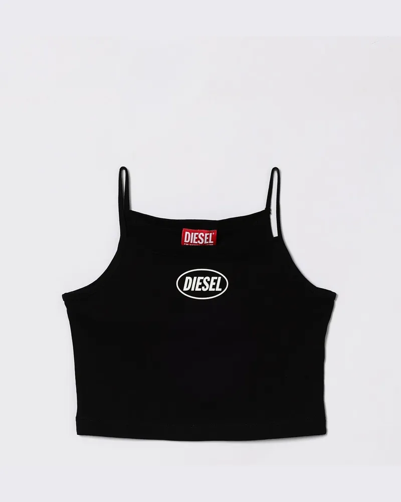 Diesel Oval D Crop-Tanktop Schwarz