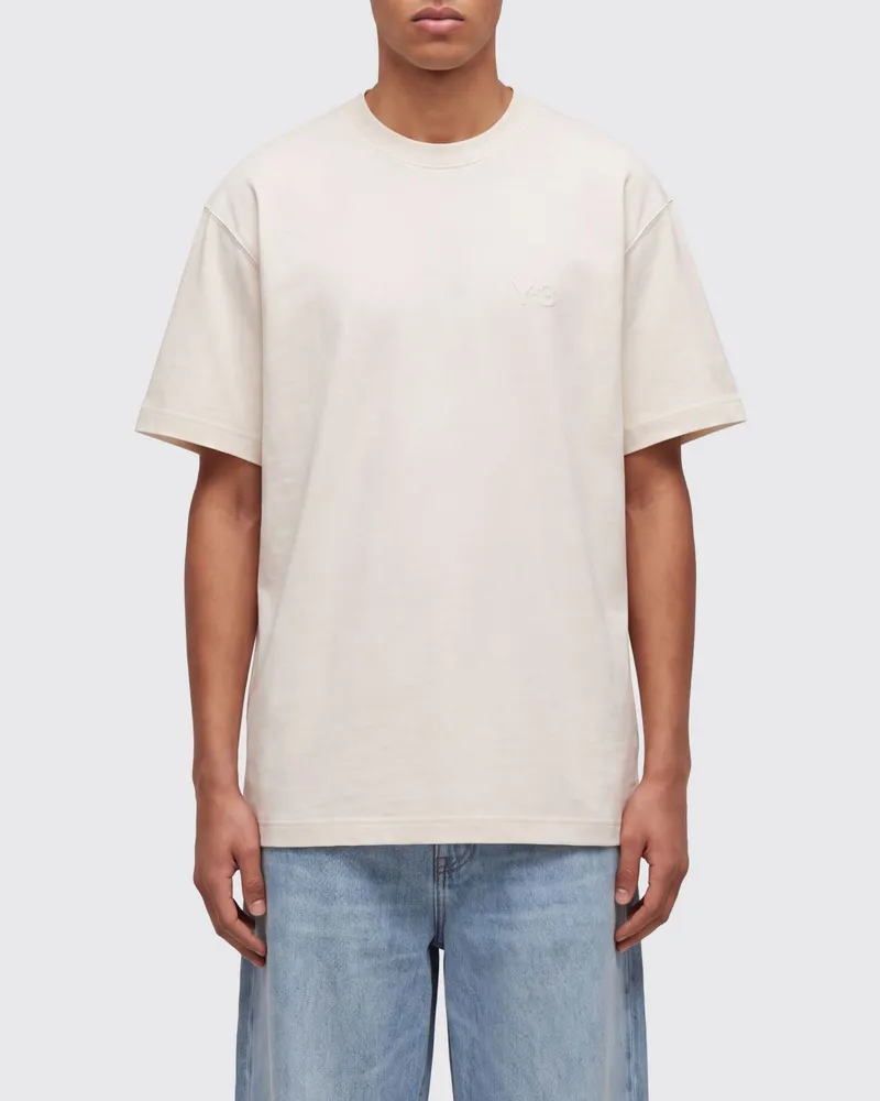 Y-3 Relaxed Fit Baumwoll-T-Shirt mit Ton-in-Ton-Logodruck Weiß