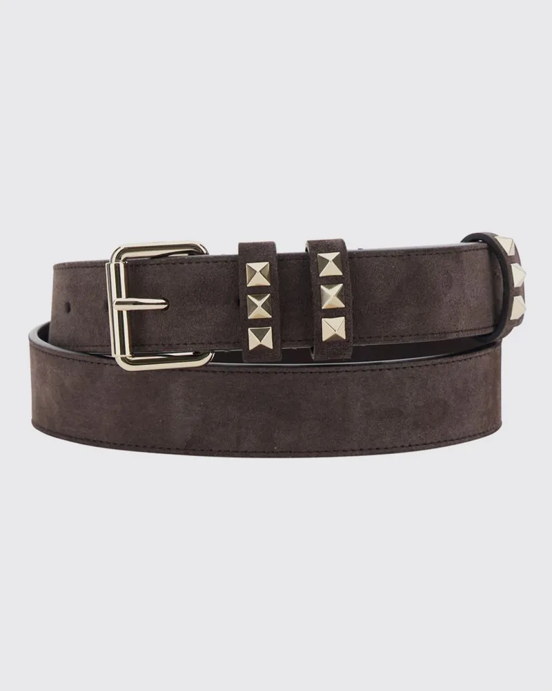 Valentino Garavani Rockstud Gürtel aus Veloursleder mit Nieten Braun